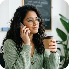 Woman on a secure call